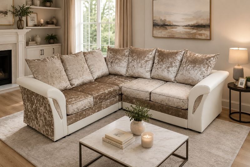✨Shannon Corner 5 Seater Sectional Sofa Modern Living Room Comfy  White&Beige
