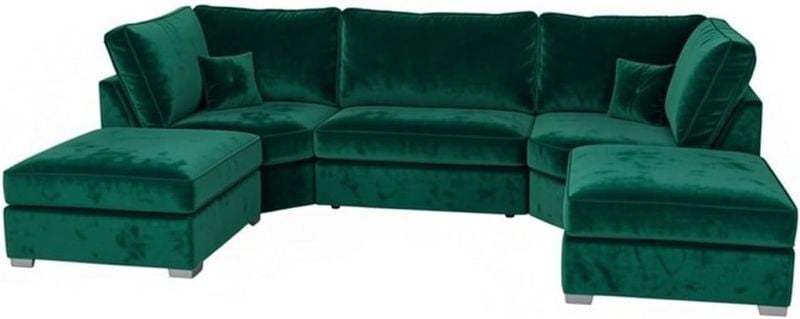 Bishop U Shape Modular Sofa 6/7 Seater Plush Velvet Green Couch Suite Set