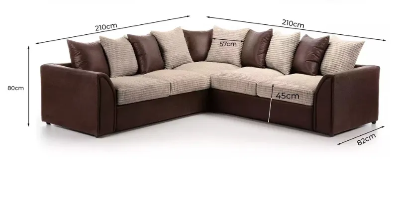 Byron Fabric Corner Sofa 5 Seater Sofa Beige&Bown