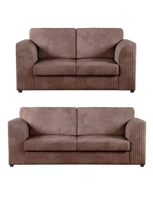 3/2 Seated Sofa Set Jumbo Cord Brown 3 2 Seater Couch & Footstool