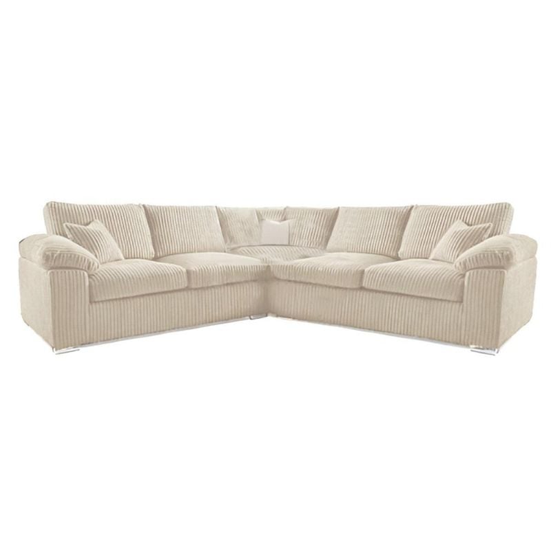 Amalfi/Delta Corner 5-Seater Jumbo Cord Sofa Modern Living Room Couch Cream ✨