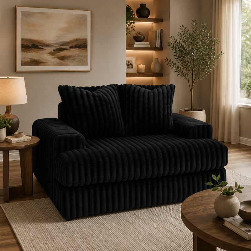 Stupendous Black Oversized Arm Chair Chaise Lounge