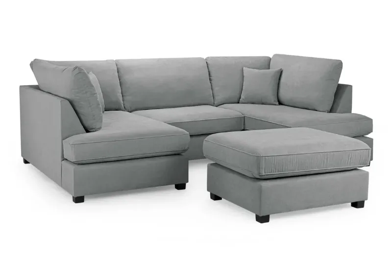 Mini U-Shape Cinema Grey High-Back Modular 5–6 Seater Sofa