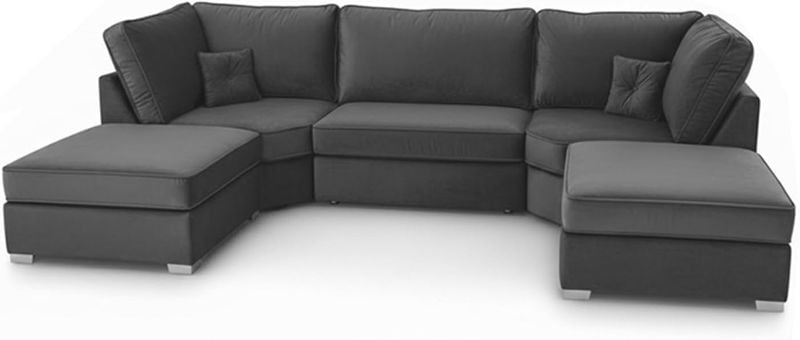 Bishop U Shape Modular Sofa 6/7 Seater Plush Velvet Grey Couch Suite Set