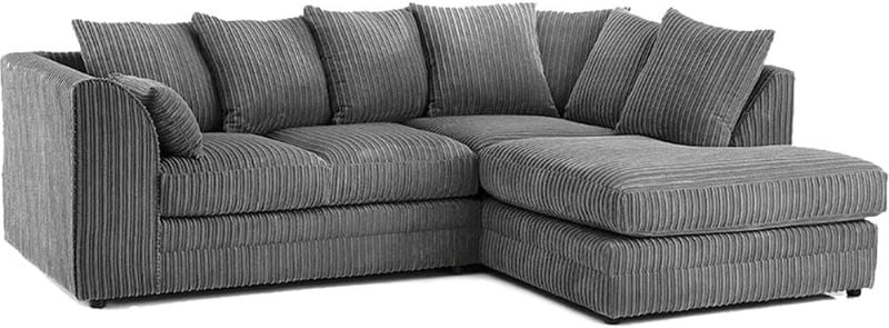 Jumbo Cord Corner L-Shape Sofa 4 Seater Soft Fabric Left/Right Hand Couch Grey