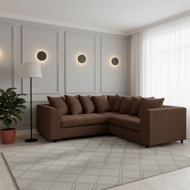 🌟 Jumbo Cord 5-Seater Sectional Brown Sofa 2C2 Modular Couch 🛋️