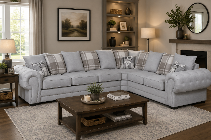 Verona Chesterfield Corner 3C2 Sectional Grey Sofa
