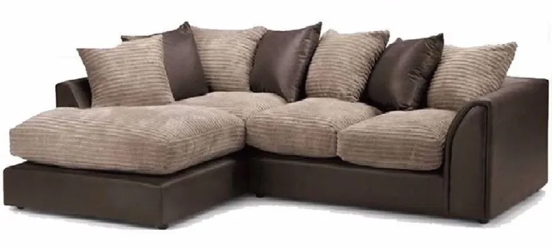 Byron Fabric Corner Sofa L shape 4 Seater Sofa Beige&Brown