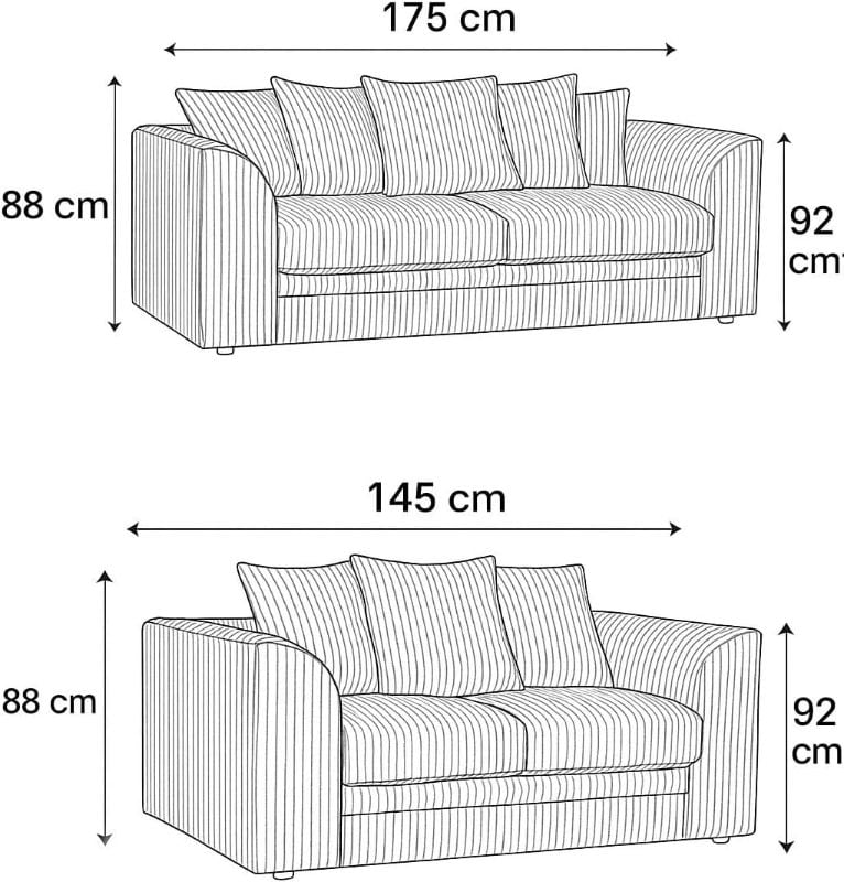 Plush Velvet 3 + 2 Seater Sofa Suite Set Black Scatter Cushions Modern Design
