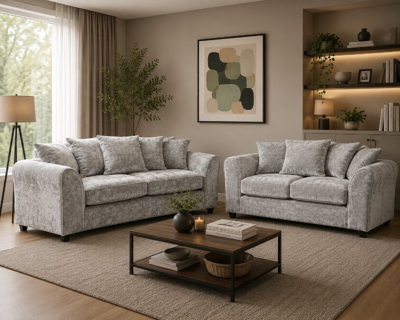3+2 Seater Sofa 3 Seated 2 Seated Chenille Light Grey