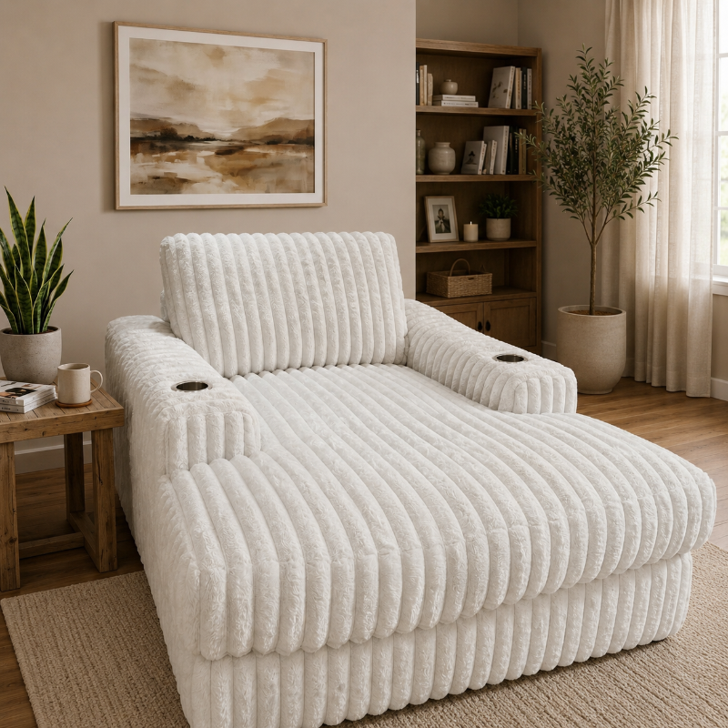 Stupendous Cream Oversized Arm Chair Chaise Lounge