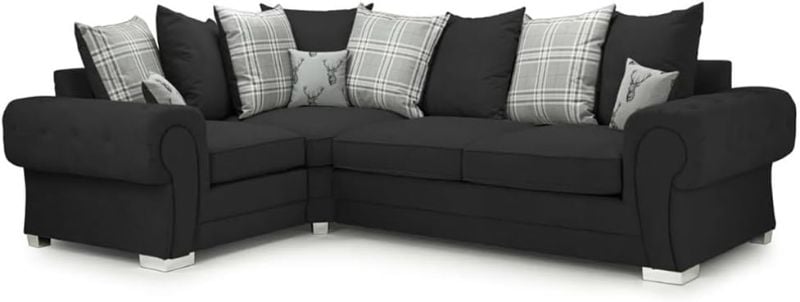 Verona Chesterfield Corner 2C1 Black Sofa Set