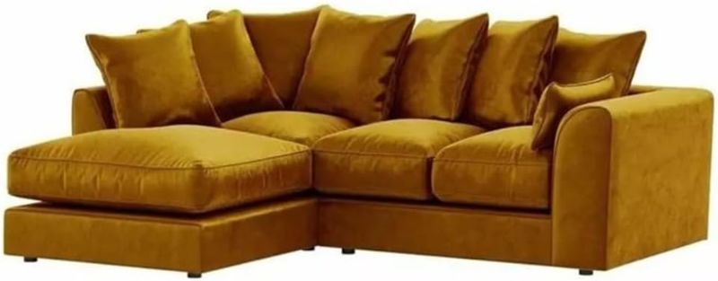 Plush Velvet Mustard Corner Sofa Left Right Hand Suite Set