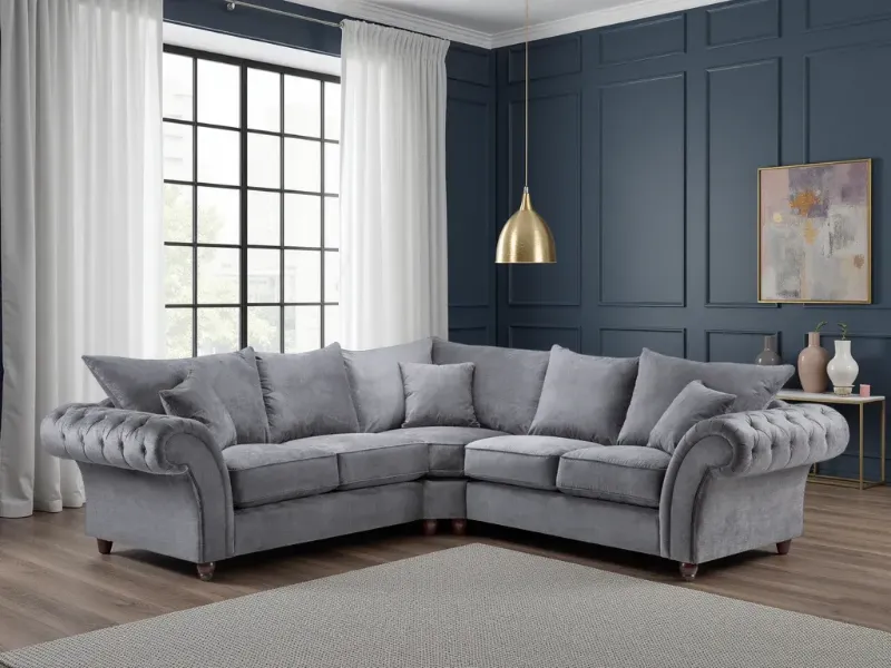 Windsor Corner Sofa Full back Sectional 5 Seater Couch Grey