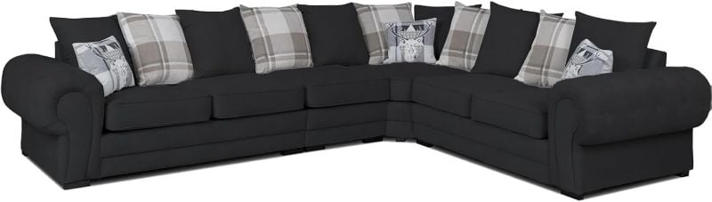 Verona Chesterfield Corner 3C2 Sectional Black Sofa