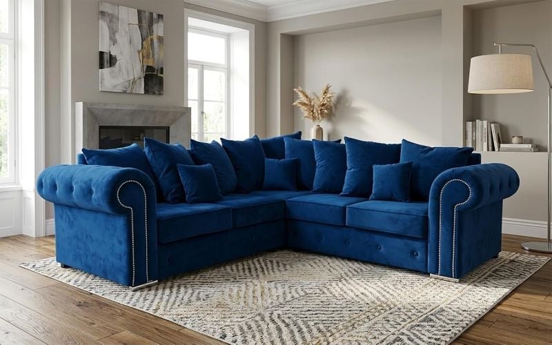Ashwin Corner 5 Seater 2C2 Sectional Blue Couch
