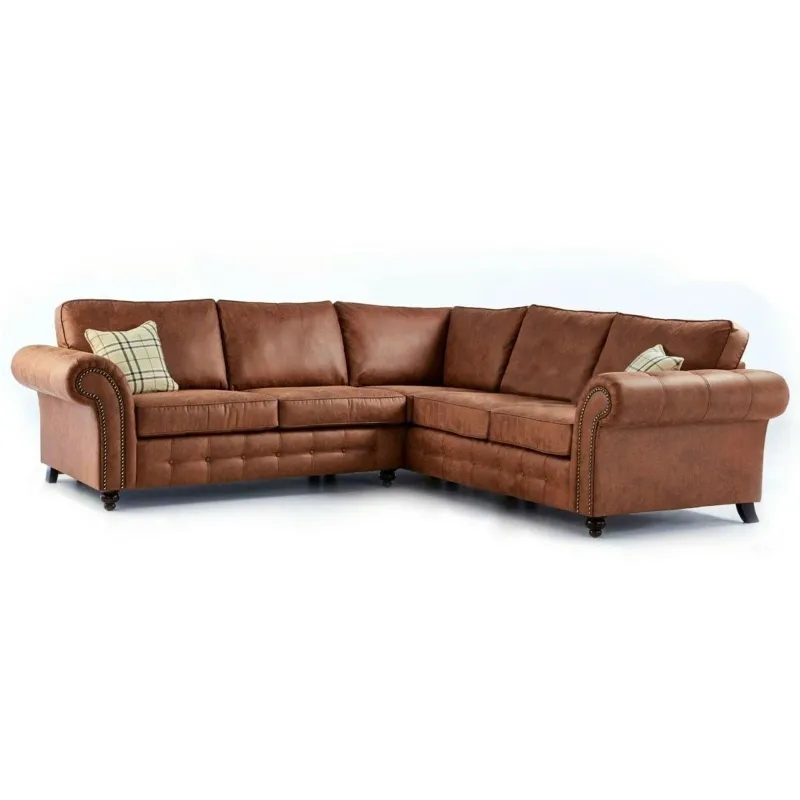 Modern Corner 5 Seater Sofa Chesterfield Verona Arm Style Couch Brown