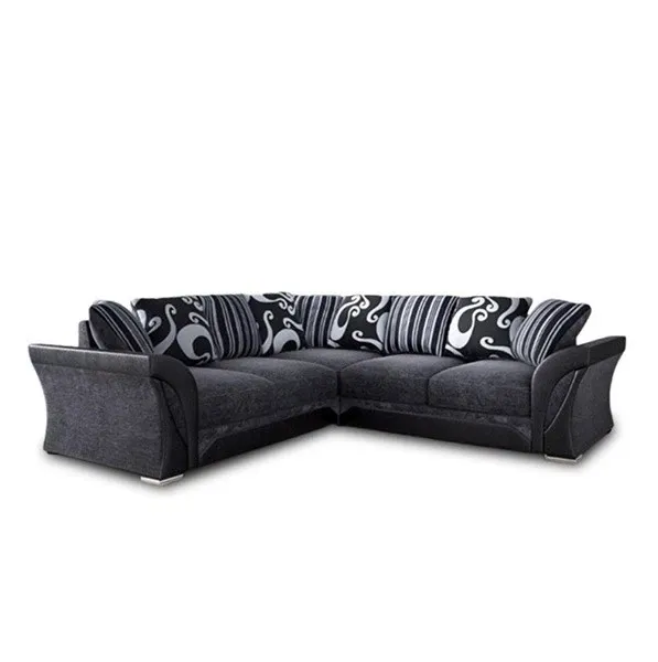 Corner 5 Seater Shannon Sectional Sofa Black&Grey