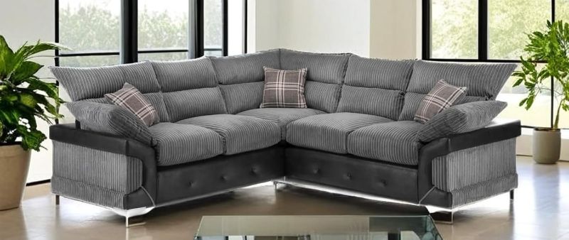 Logan Corner Luxury Corner 5 Seater Sofa Black&Grey