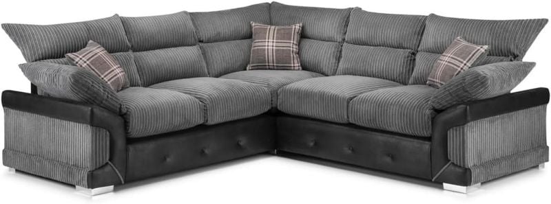 Logan Corner Luxury Corner 5 Seater Sofa Black&Grey