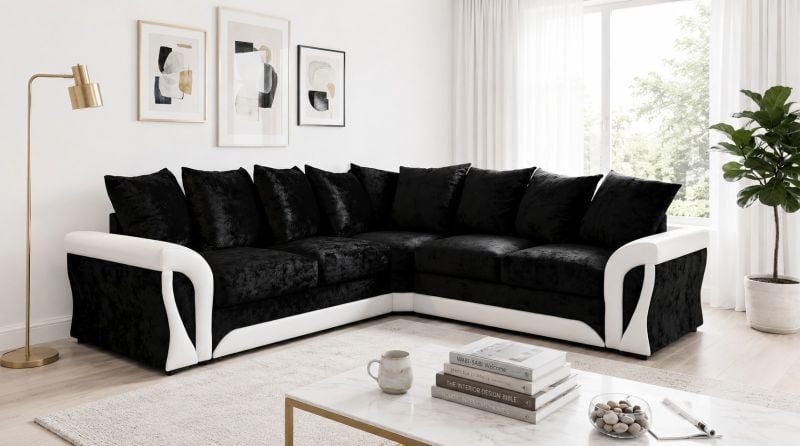 ✨Shannon Corner 5 Seater Sectional Sofa Modern Living Room Comfy White&Black
