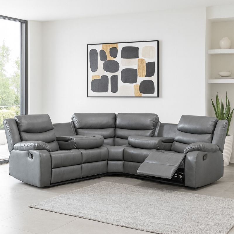 Recliner Corner 5 Seater Sofa 2C2 Electric Couch Roma Grey