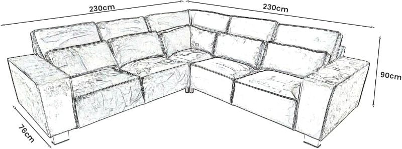 Sloane Corner 5 Seater Sectional Sofa Modern Large Corner Couch Black