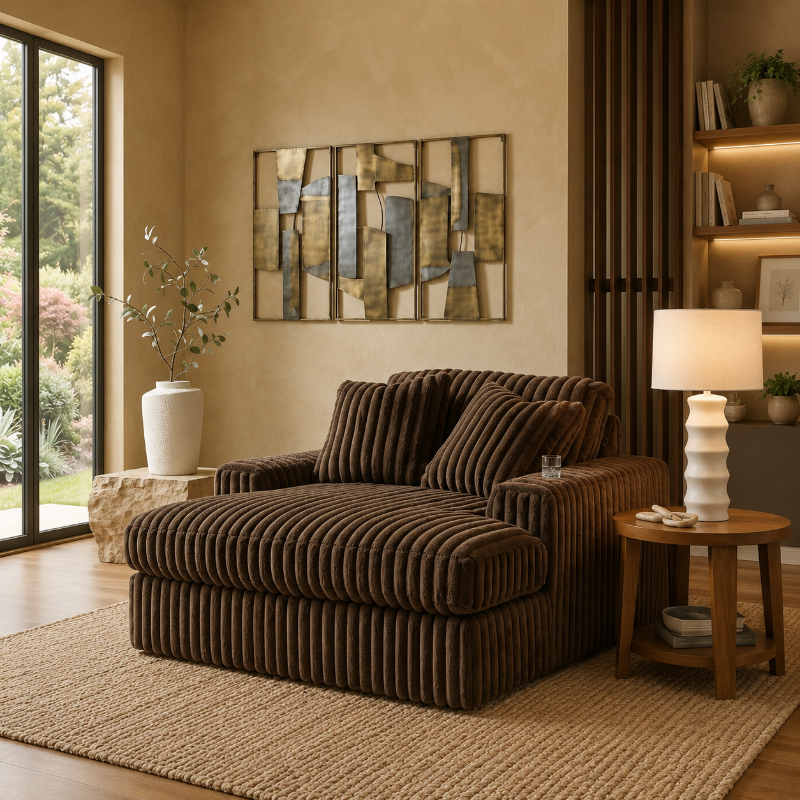 Stupendous Brown Oversized Arm Chair Chaise Lounge