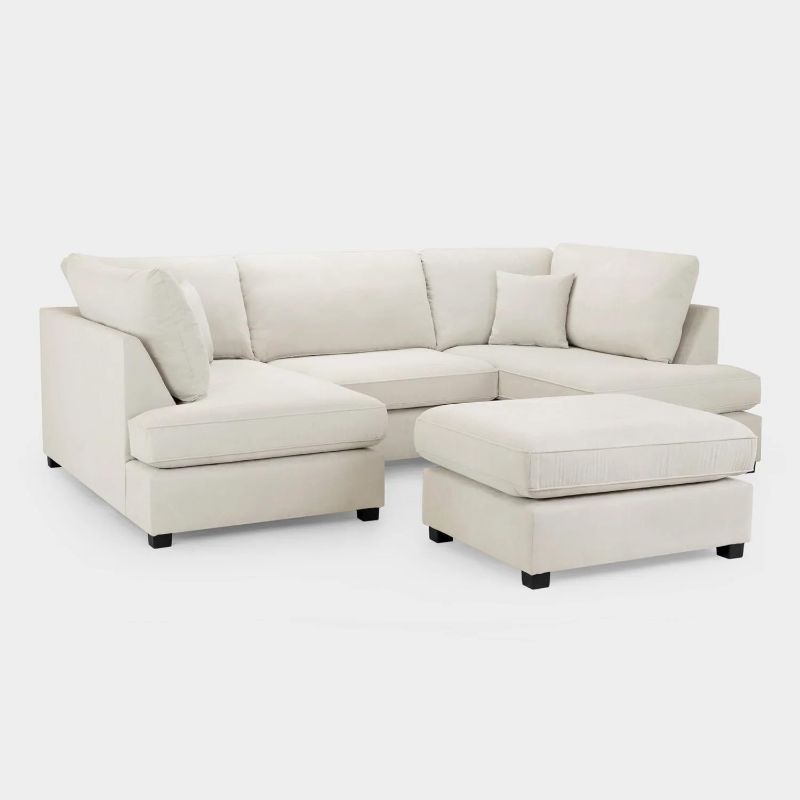 Mini U-Shape Cinema Cream High-Back Modular 5–6 Seater Sofa