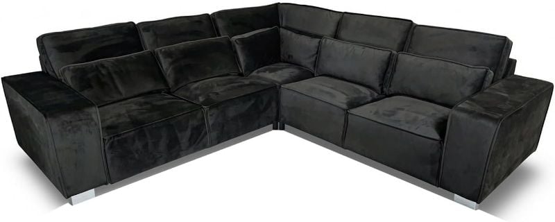 Sloane Corner 5 Seater Sectional Sofa Modern Large Corner Couch Black
