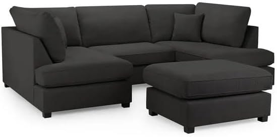 Mini U-Shape Cinema Black High-Back Modular 5–6 Seater Sofa