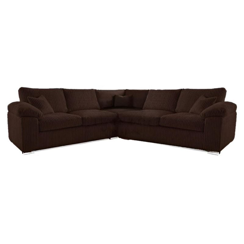 Amalfi/Delta Corner 5-Seater Jumbo Cord Sofa Modern Living Room Couch Brown✨