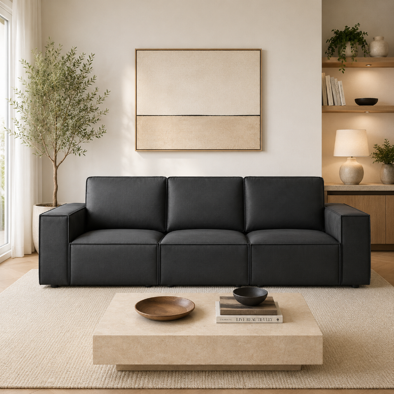 Brooklyn Large Corner 3 Seated Sofa Black