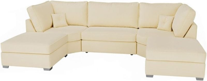 Bishop U Shape Modular Sofa 6/7 Seater Plush Velvet Cream Couch Suite Set