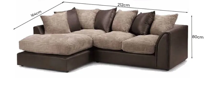 Byron Fabric Corner Sofa L shape 4 Seater Sofa Beige&Brown