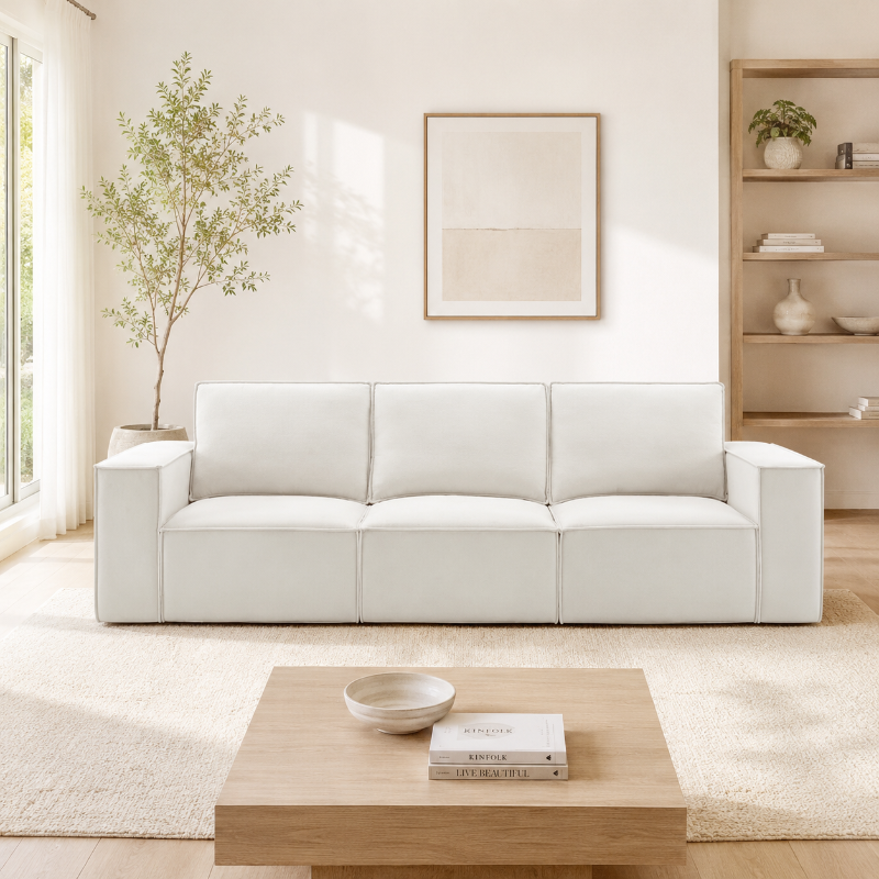 Brooklyn Large Corner 3 Seated Sofa Cream