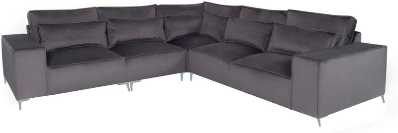 Sloane Corner 5 Seater Sectional Sofa Modern Large Corner Couch  Grey