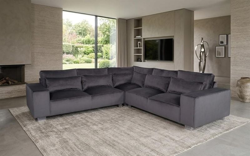 Sloane Corner 5 Seater Sectional Sofa Modern Large Corner Couch  Grey