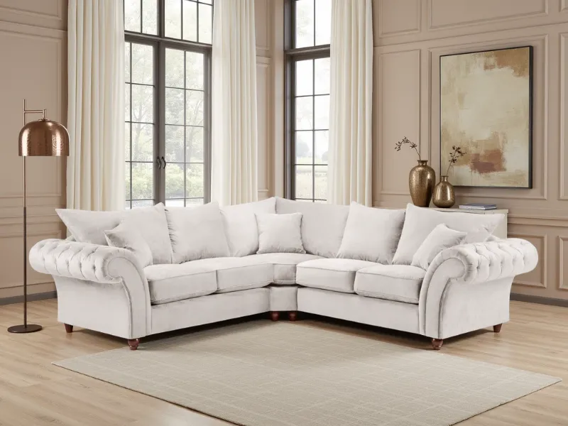Windsor Corner Sofa Full back Sectional 5 Seater Couch Cream