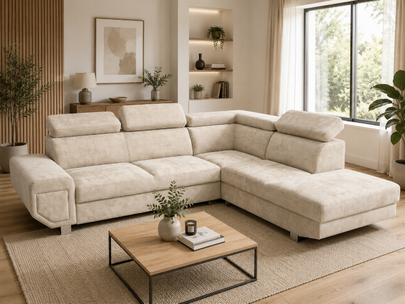 Arctic Luxury Corner Sofa Beige Modern Deep-Seated Family Comfort Suite