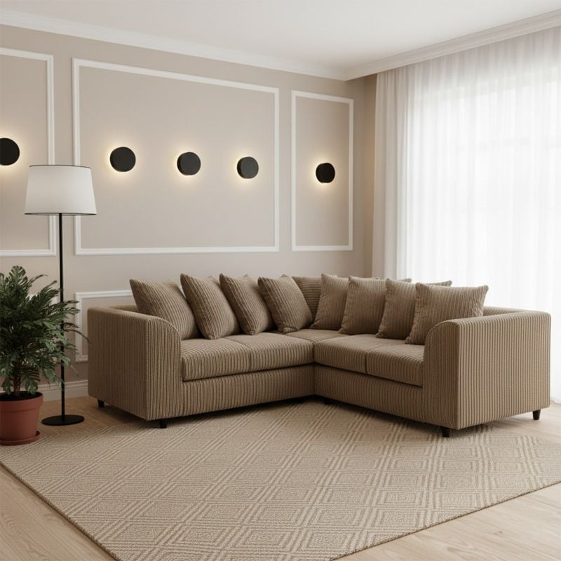 🌟 Jumbo Cord 5-Seater Sectional Beige Sofa 2C2 Modular Couch 🛋️