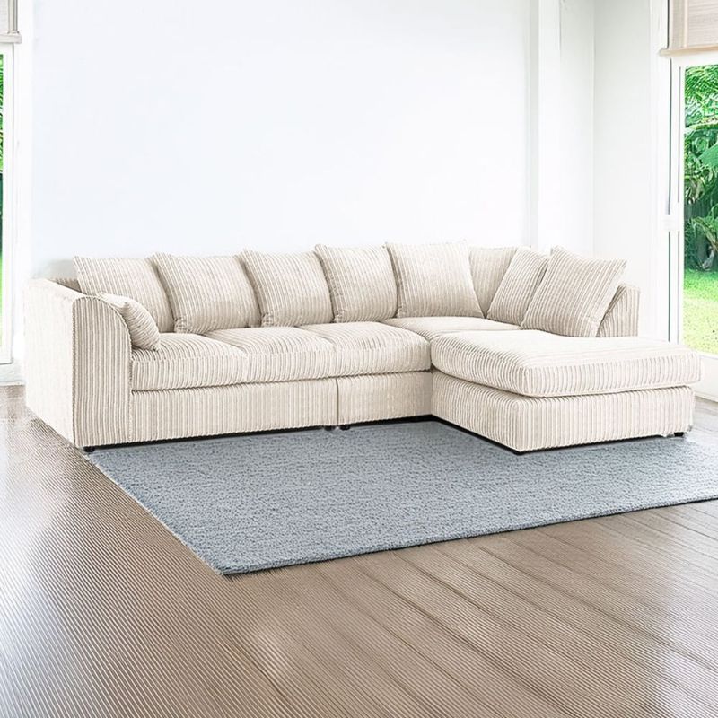 Modern 5 Seater Large Corner Sofa Sectional l-Shape Suite Cream Couch