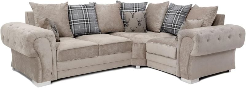 Verona Chesterfield Corner 2C1 Beige Sofa Set