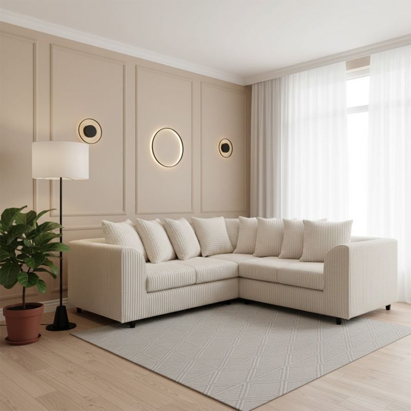 🌟 Jumbo Cord 5-Seater Sectional Cream Sofa 2C2 Modular Couch 🛋️