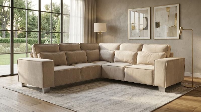 Sloane Corner 5 Seater Sectional Sofa Modern Large Corner Couch Cream