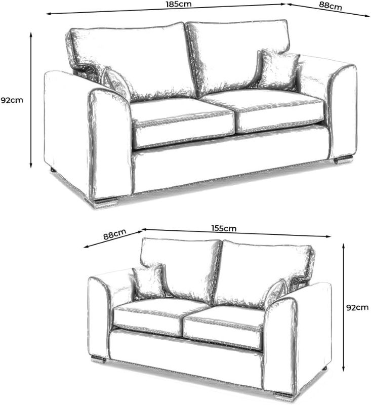 Plush Velvet 3+2 Settee Sofa Sets - Dylann 2 Seater & 3 Seater - Beige, High Back - Modern Seaters Suite