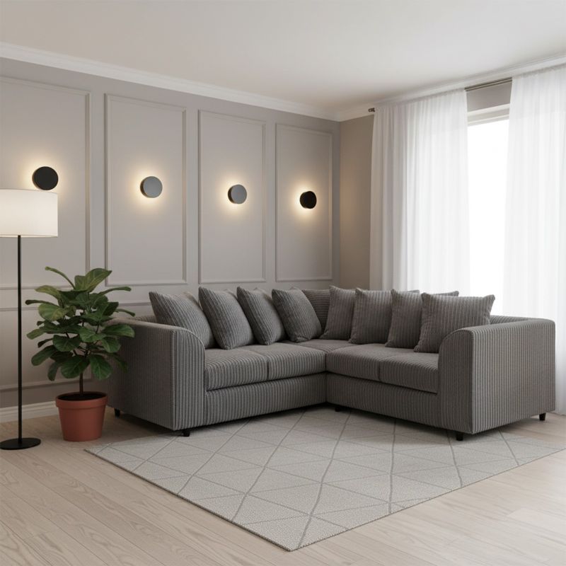 🌟 Jumbo Cord 5-Seater Sectional Grey Sofa 2C2 Modular Couch 🛋️