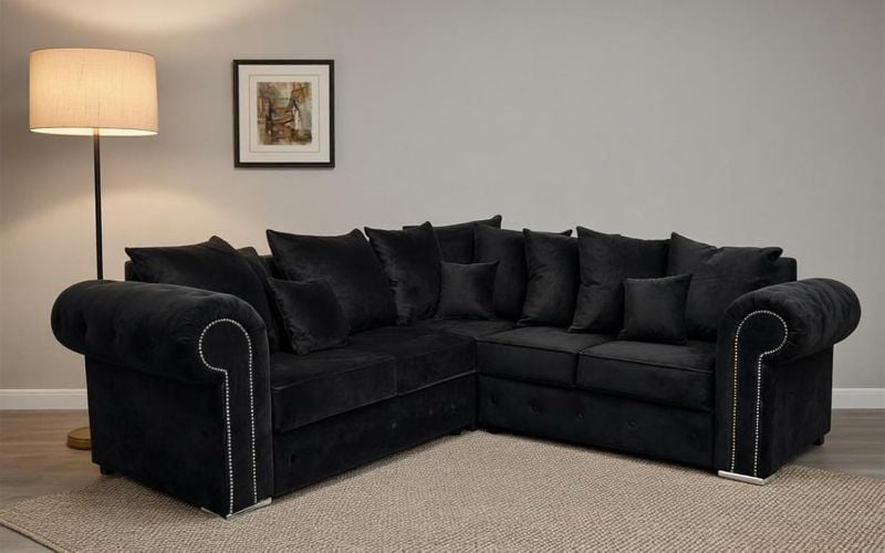 Ashwin Corner 5 Seater 2C2 Sectional Black Couch
