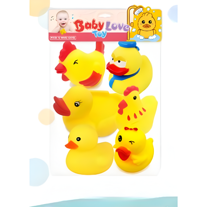 (916-29) Baby love Sound Soft Ducks, 6Pcs/Pvh