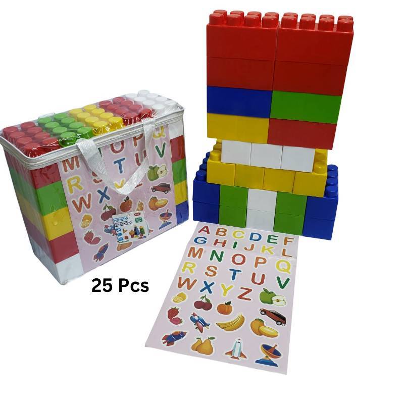 (AP10124-A) Jumbo Building Blocks 25 Pcs Zip-Bag